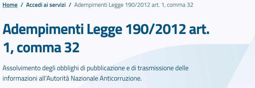 adempimento ANAC art. 1 co.32 legge 190-2012 del 2022